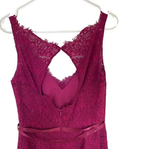 Belsoie formal dresses Size 12 lace sleeveless keyhole back vneck belted back - Picture 4 of 6